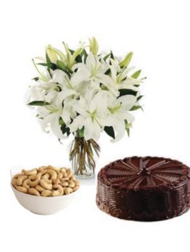 7 Lillies + 1/2 Kg Chocolate Cake+250 Gm Cashew