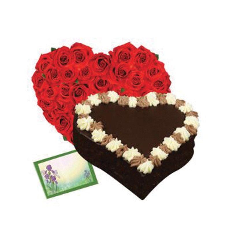 Arrangement With 50 Roses + 1 Kg Cake + Greeting Card